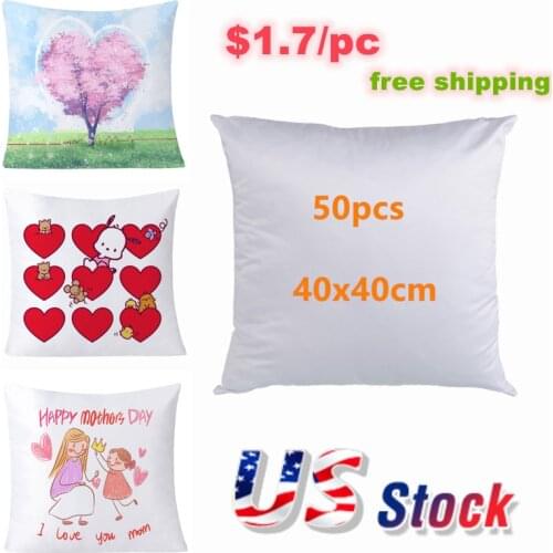 Plain White Sublimation Blank Pillow Case Fashion DIY Gift Heat Press Printing Transfer Pillow Case (50pcs/pack)
