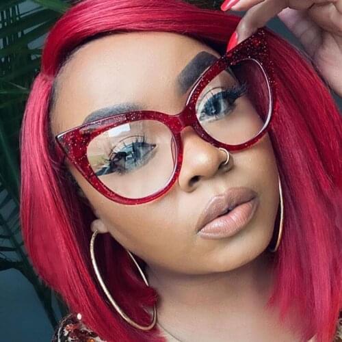 Sexy Cool Clear Crystal Cat Eye Sunglasses For Women Vintage Oversized Red Pink Clear Glasses Female Gradient Eyewear 2020 New