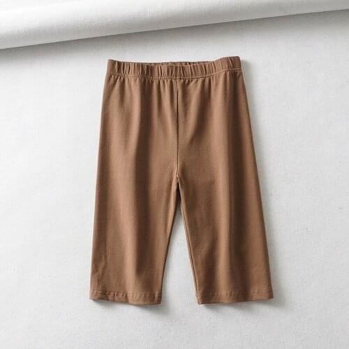Sexy women cotton high waist elastic pure color slim Knee-Length biker shorts female