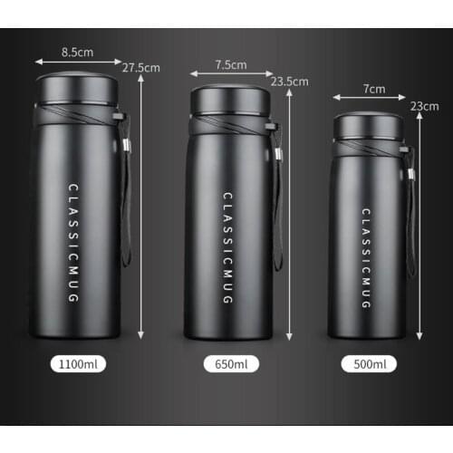 Vacuum Flask Thermos Mugs Coffee For Tea Stainless Steel Cup Portable Car Insulated Bottle Travel Thermal Mug 1100ml/650ml/500ml