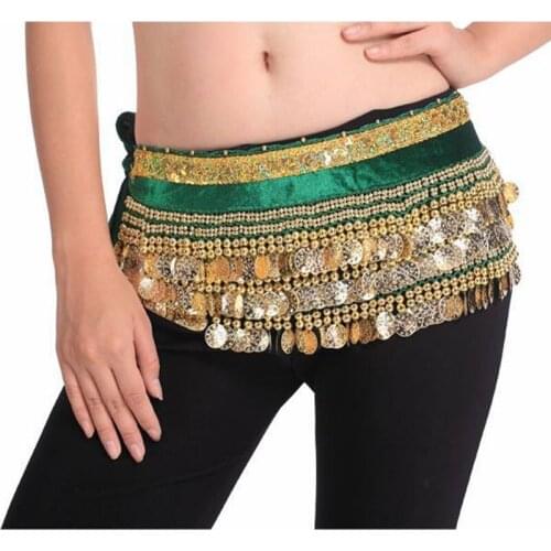 2016 Cheap New Women Belly Dance Coin Belts Belly Dancing Hip Scarf on Sale 10 Colors Available