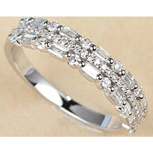 Simple 8 Rectangular Zircons Crystal Ring for Women Engagement Party Wedding Rings Jewelry Hand Accessories Size 5-11
