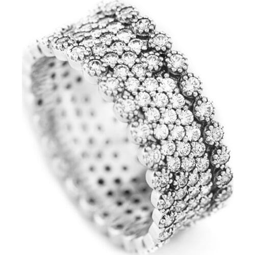 100% Authentic S925 Sterling Silver Lavish Sparkling Ring Clear CZ Finger Rings For Women Wedding Jewelry Wholesale