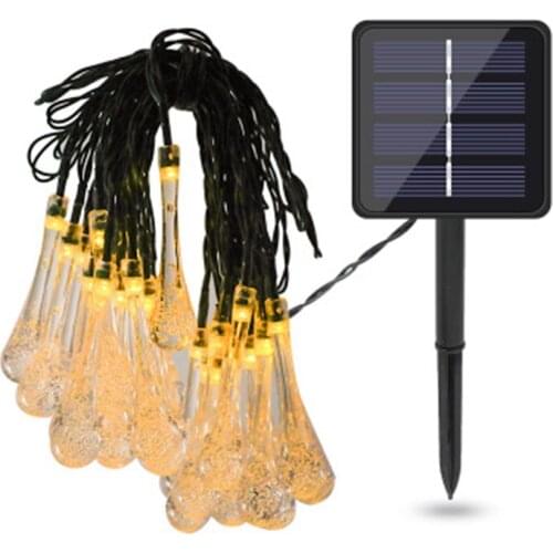 Solar Raindrop String Light Outdoor 5-22m Waterproof LED Fairy Lights for Garden Patio Yard Home Parties Holiday Decor Lighting