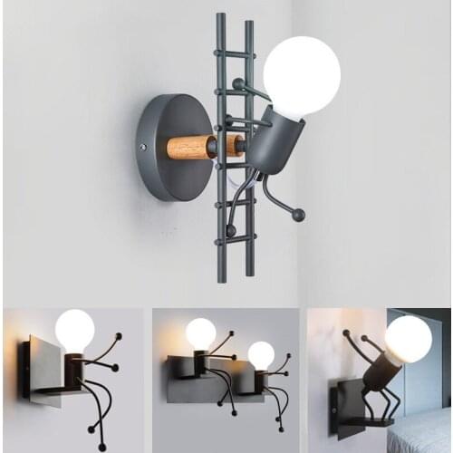 Modern fashion creative wall lamp LED wall lamp bedside lamp Nordic iron dwarf Funny villain hanging lamp decorative wall