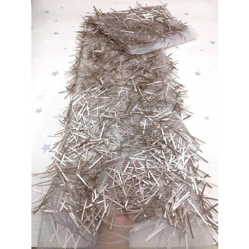 Special L-828817 embroidery tulle mesh lace fabric with sequins top quality sequins lace fabric for bridal dress