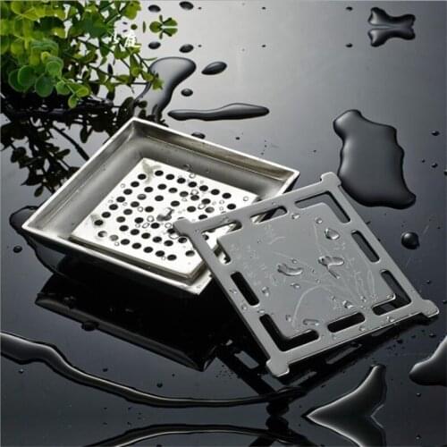 Stainless Steel Floor Drain Large Flow Drainer Square Shower Drain Waste Grate With Hair Strainer