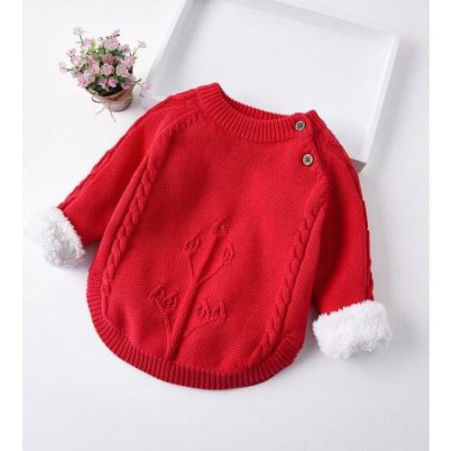 Red Warm Tops Girls Sweaters Kids Baby Girl Winter Clothes Thicken Sweater Children Pullover Toddler Boys Sweaters Pull Fille