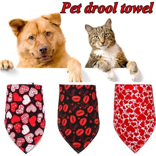 Pet Triangle Scarf Pet Saliva Towel Love Heart Dog Scarf Bandana Big Dog Shawl Labrador Doberman Triangle Towels Dog Accessories