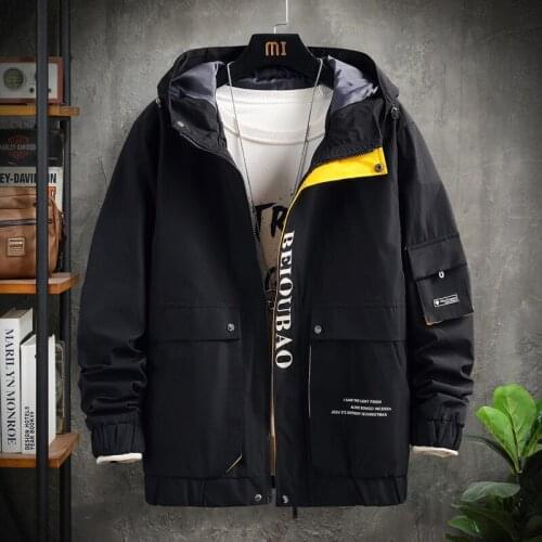 2021 Streetwear Spring Man Safari Style Jacket Mens Harajuku Black Windbreaker Jackets Male Pockets Oversize Jacket