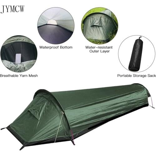 Camping ultralight tent, travel backpack single tent, army green tent 100% waterproof sleeping bag