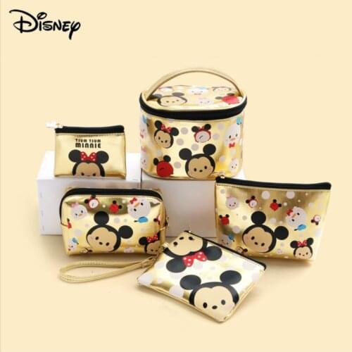 Mickey Minnie Anime Print Waterproof PU Cosmetic Bag Cartoon Large Capacity Multifunctional Portable Travel Washing Storage Bag