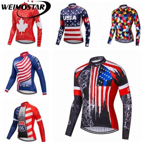 Weimostar USA Autumn Long Sleeve Cycling Jersey Men Breathable mtb Bike Jersey 100% Polyester Pro Team Bicycle Cycling Clothing