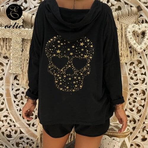 Skull Theme Pullover Hoodies Poleron Mujer 2021 Thin Sequin Sweatshirt Harajuku Streetwear Oversized Hoodie Punk Women Drilling