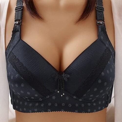 Women Sexy Bras Seamless Push Up Brassiere Plus Size Soft Comfortable Cotton Bra Female Underwear Wireless Bralette Pink dots