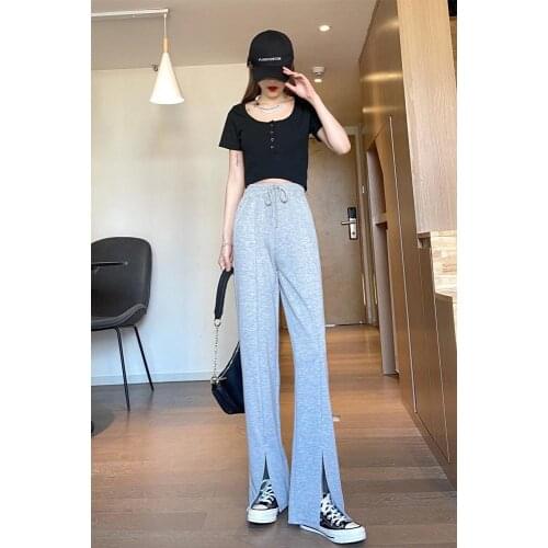 Fashion Casual Wide Leg Pants Women Streetwear Casual Trousers High Waist Long Pants 2021 woman pants
