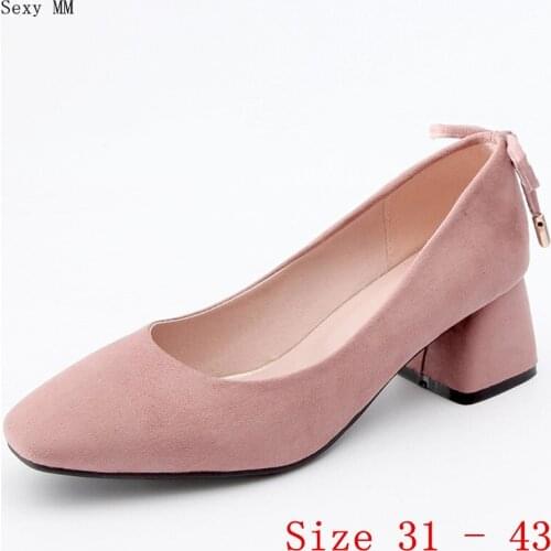 Pumps Women Oxfords Career Shoes Med High Heels Woman Med High Heel Shoes Small Plus Size 31 32 33 - 40 41 42 43