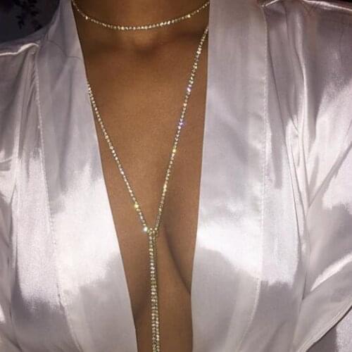 1 Pcs Women Necklaces Set Retro Simple Knotted Chain Crystal Gold Silver Color Long Necklace Lady Personality Fashion Jewelry