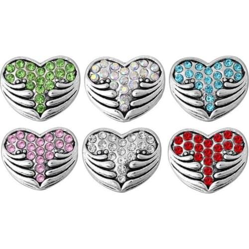 10pcs/lot Valentines day Heart Snap Button Jewelry Rhinestone 12mm Snap Buttons fit Snap Bracelet Bangles For Women
