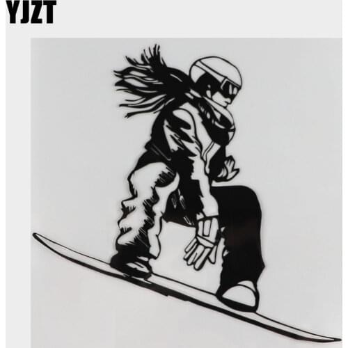 15.4CM*16.2CM Interesting Snowboarder Girl Extreme Sport Car Stickers Vinyl Black/Silver S9-0996