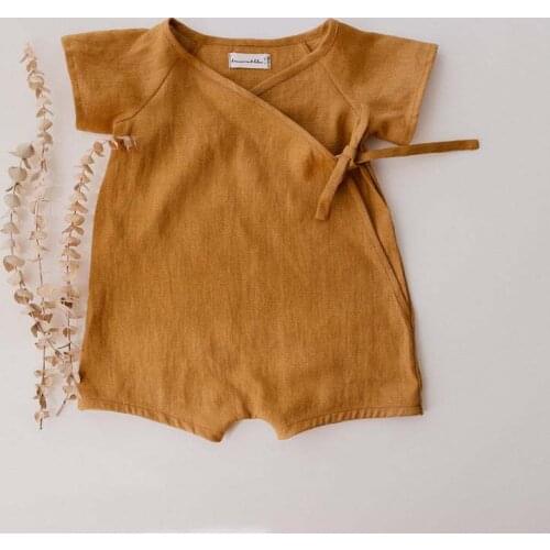 2021 Summer Cheap Short Sleeve Baby Romper Clothing Infant Boy Girl Casual Linen Cotton Jumpsuit for Toddler Kids One -Pieces O