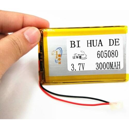 3.7V 3000mAh 605080 PLIB polymer lithium ion / Li-ion Rechargeable battery for DVD Tablet GPS Electric Toys electronic products