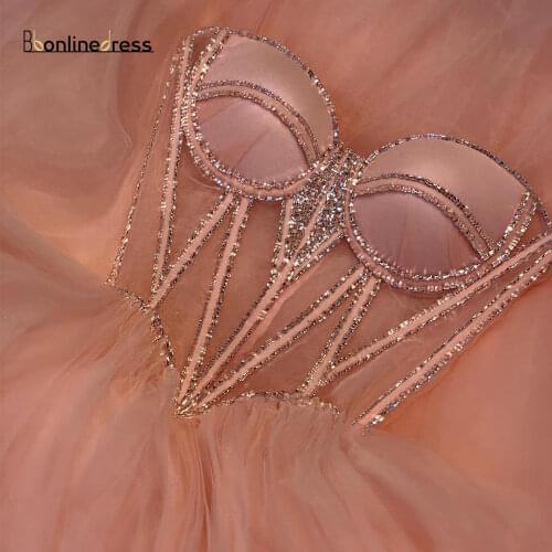 Bbonlinedress Tulle Sweetheart Sparkly Prom Dress Transparent Beading Evening Formal Party Dress Robe De Soiree