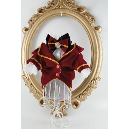 Free Shipping Handmade Dog Clothes Dog Suit Wine Velveteen Lace Cuff Shirt Pet Tuxedo Royal Nobility Cats Poodle Yorkie Florida
