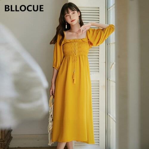 Желтые летние платья BLLOCUE China At AliExpress