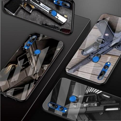 Pistol Tempered Glass Phone Case For Huawei honor 8X 9 10i 20i 20Lite 20Pro 30 Pro Cover Shell