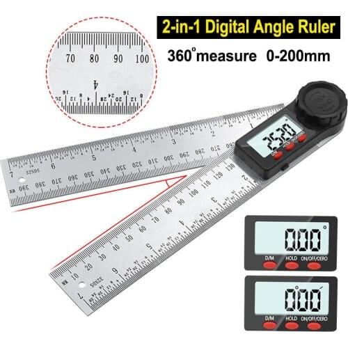 Digital protractor Angle ruler 200mm 8inch angle Finder Meter Stainless Steel 360 degree goniometer inclinometer