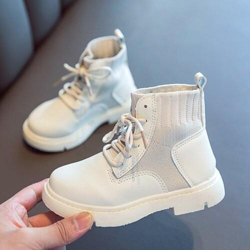 Childrens leather boots 2020 Autumn winter Martin boots girls boys boots PU leather lace up ankle boots