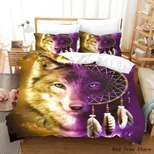 Dream-catcher and Wolf 3D Printed Duvet Cover Bedding Set Luxury Design Bedcloth 2/3pcs Queen King Size Kids Adult Bedspread