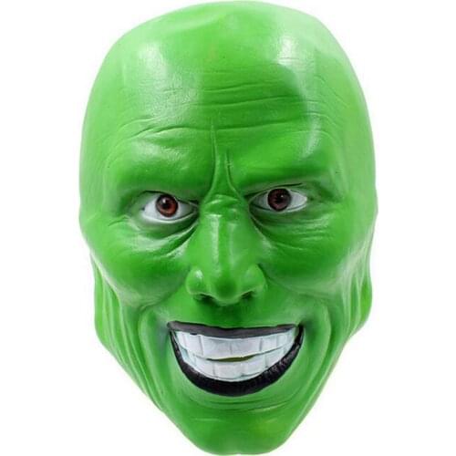 Halloween The Mask Jim Carrey Cosplay Green Mask Costume Adult Fancy Dress Face Halloween Masquerade Party Cosplay Movies Mask