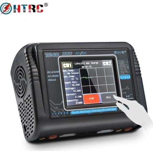 HTRC T400/T240 DUO RC Charger DC 400W/240W Discharger LiPo LiHV LiFe Lilon NiCd NiMh Pb Battery Charger for Car Airplane Model