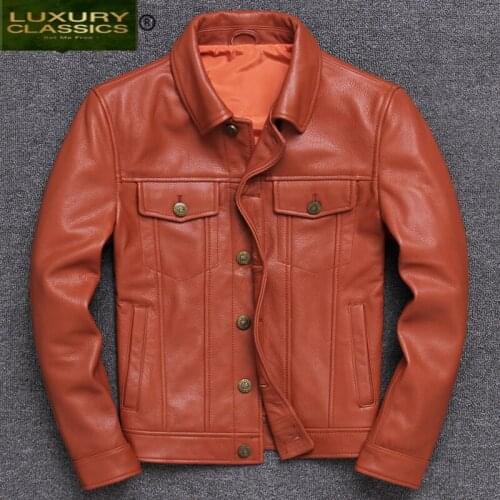 Leather 100% Jacket Genuine Men Clothes 2021 Autumn Winter Real Fit Cow Leather Jackets Plus Size 5XL Coat Jaqueta De Couro 1817