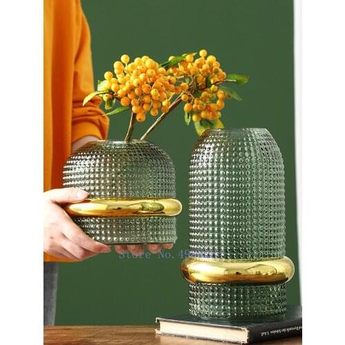 Creativity Glass Vase Golden Ring Transparent Flower Arrangement Hydroponic Accessories Modern Home Decoration Wedding Vases