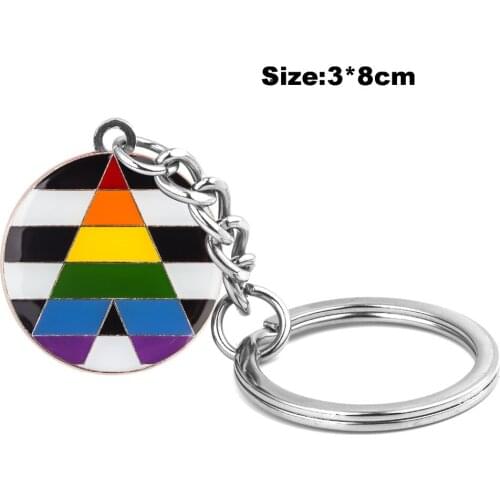 LGBT Straight Allies Pride Round Keychain Metal Keyring Fashion Jewelry for Lovers XY0307-K
