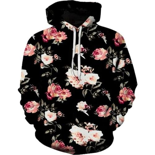 Mens Sweatshirt Autumn 2021 Hooded Personalized Sweatshirt 3D Flowers Printed Casual Mens Womens Street Fashion Sweatshirt