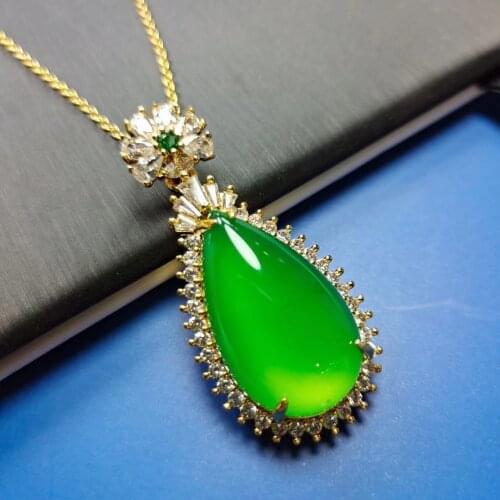 Natural King Chalcedony Inlaid Pendant Necklace