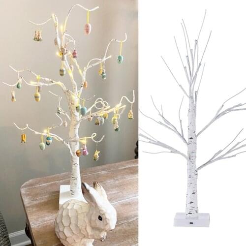 Halloween Decor Black Glittered Spooky Tree Light LED Birch Hanging Ornaments Tree Halloween Party Home Tabletop Decorations