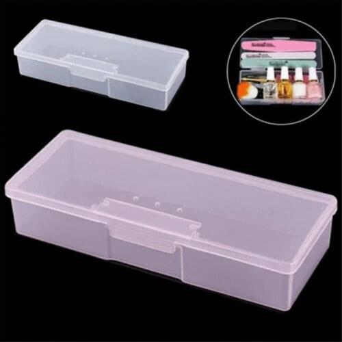Plastic Transparent Storage Box Nail Manicure Tools Nail Dotting Drawing Pens Buffer Grinding Files Organizer Case Container 1PC