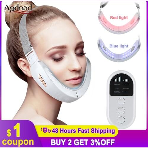 Chin EMS V-Line Up Face Lifting Belt LED Photon Therapy Face Slimming Vibration Massager Face Slimming Device Double Chin Reduce