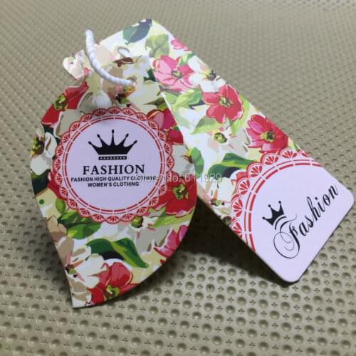 Custom shape cutting tags/dress paper hang tag/garment tags printing/clothing printed label/clothing woven label price tag brand