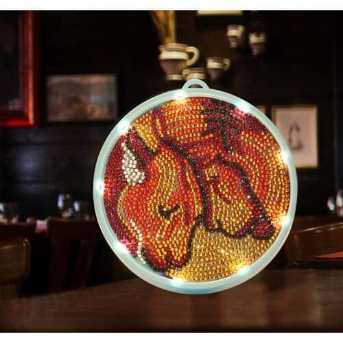 DIY Lion LED Diamond Painting Light Cross Stitch Embroidery Lamp Full Drill Special LED Lamp Rhinestones Home Decoration