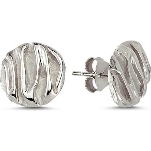 Silverlina Silver Round Sterling Wrinkled Earrings