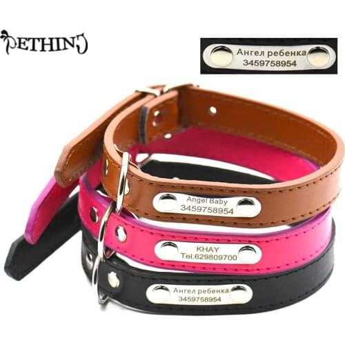 Dog customized tag free engraving DIY customized pet collar with name phone number leather dog collar dog tag collar pet collar