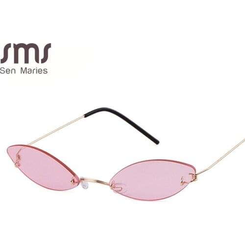 Rimless Cat Eye Sunglasses Women Men Vintage Sun Glasses Men Small Frames Retro Eyeglasses Steampunk Eyewear UV400
