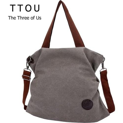 TTOU Casual Tote Womens Handbag Shoulder Handbags Canvas Female Leather Large Capacity Bags For Teenage Girls 2019 Trendy