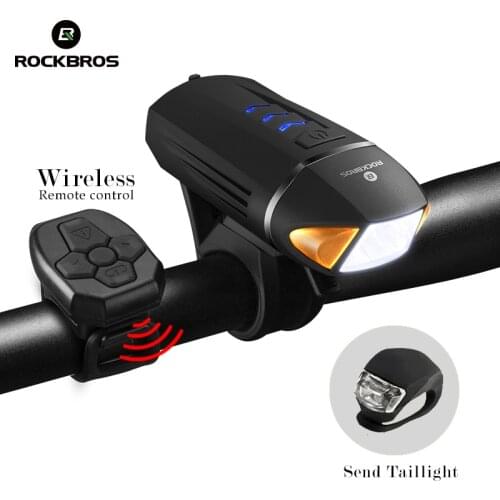 ROCKBROS Bicycle Front Light 350LM USB Rechargeable LED Bike Light Wireless Turn Signals For Bicycles Lamp Cycling 120db Horn